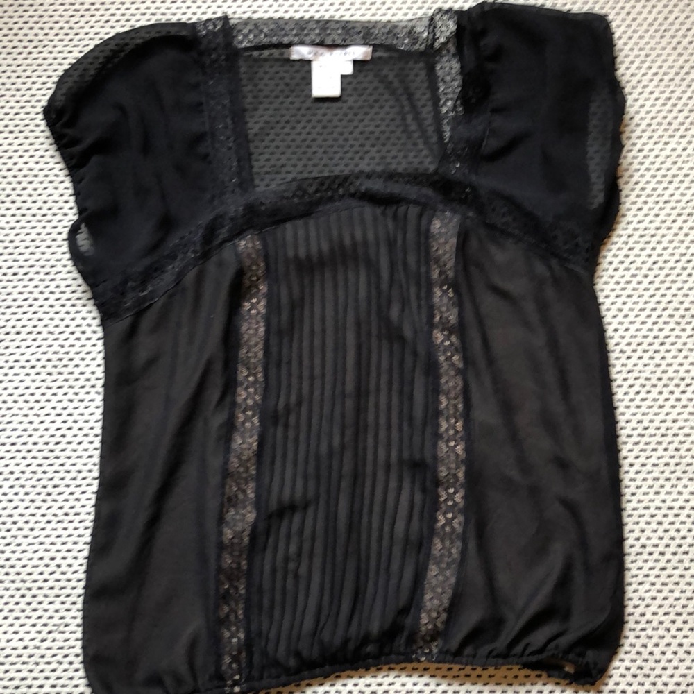Max Studio black and nude lace top